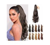 Donne Extension for coda di cavallo lunga e ondulata riccia for donne nere, 20 pollici, con clip a forma artiglio sintetico Uso quotidiano(2H30)