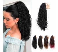 Donne Extension for coda di cavallo ondulata lunga 18 pollici, con coulisse e clip in capelli sintetici for donne Uso quotidiano(1B/30)