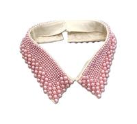 Donne fatte a mano imitazione perla strati bavaglino collo staccabile camicetta bavero girocollo collana decorativa mezza camicia-rosa