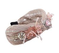 Donne Full Jewelry Wide Hair Hoop per collana a forma di bandana con cristalli e fiori a torsione