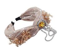 Donne Full Jewelry Wide Hair Hoop per collana a forma di bandana con cristalli e fiori a torsione