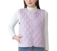 Donne Gilet Giacca corta - stile piumino Casual Senza maniche Giacca di lana di pecora Donne Tinta unita Gilet, Viola, Medium