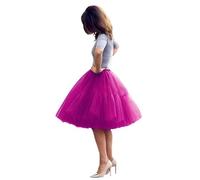 Donne Gonna in Tulle Toulle Skort 64cm/25 al Ginocchio Gonna Tutu Skirt Tulle 1950s Vintage sotto gonne Vintage Tulle Gonna Skirt 50s Donna 5 Strati Organza Tulle Abito Vestito(Viola,52)
