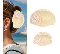Donne Gradient Shell clip per capelli Set 2 Pack acrilico artigli per capelli antiscivolo Artiglio clip leggero matrimonio spiaggia sirena stile accessori per capelli (04)