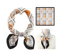Donne Grandi Sciarpe Quadrate Raso Sciarpe Accessori Seta Quadrati Motivi Classici Bandane Spiaggia Sciarpa in Seta 70x70cm Nero