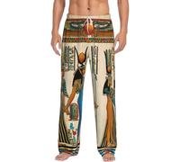 Donne In Antico Egitto Stampa Pantaloni Pigiama Uomo Pantaloni Lounge Pantaloni Pigiama Pantaloni Comodo Nightwear Adulto Loungewear, bianco, XL