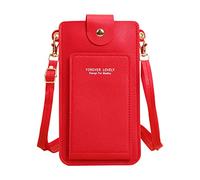 Donne In Pelle Artificiale Tinta Unita Hasp Operazione Trasparente Ccreen Borsa Del Telefono Borsa A Tracolla Borsa Messenger Bag Donne Valigetta, Rosso, Etichettalia unica