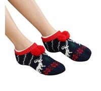Donne Inverno Addensato Antiscivolo Fondo Natale Deer Adulti Uomini Donne Educazione Primo Casa Interno Pavimento Calze Verde Carnevale, Blu marino, Taglia unica