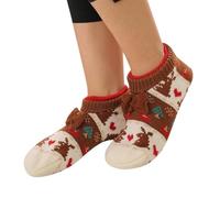 Donne Inverno Addensato Antiscivolo Fondo Natale Deer Adulti Uomini Donne Educazione Primo Casa Interno Pavimento Calze Verde Carnevale, caffè, Taglia unica