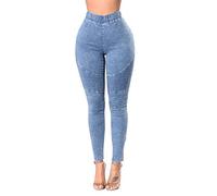 Donne Jeans Pantaloni Elastico in Vita Casuale Jeans Skinny Leggings Denim Azzurro Chiaro XL