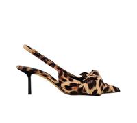 Donne Leopard Stoffa High-Heel Cinturino sul retrò Scarpe Bow Detail On The Front Animal Print Elastico Strap Around The Back Appuntito Sposa Le Signore Ragazze Leopard Numero 38