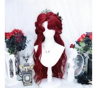 Donne Lungo Romantico Riccioli Parrucche Pittura A Olio Personaggio Acconciatura Principessa Costume Parrucca Con Frangia Riccia Halloween Cosplay Play (Red)