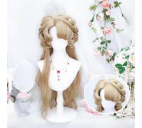 Donne Lungo Romantico Riccioli Parrucche Pittura A Olio Personaggio Acconciatura Principessa Costume Parrucca Con Frangia Riccia Halloween Cosplay Play (Brown)
