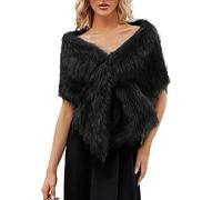 Donne Lussuoso Inverno Faux Superficiale Conoscenza Sciarpa Wrap Collare Shruging Per Lady Poncho Nozze Cena Festa Per Donne E Ragazze Abito anni '20, Nero , Taglia unica