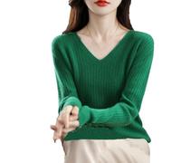 Donne Manica Lunga Lavorato A Maglia Pullover Scollo A V Slim Fit Maglione Tinta Unita Caldo Maglioni, EN8, XXL