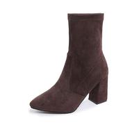 Donne Mi Mollet Stivali Western Piccolo Tacco Alto Heel Chiuso Punta Cerniera Stivali Cowboy Classico Antiscivolo Casual Per Escursionismo, Lavoro, marrone, 39 EU