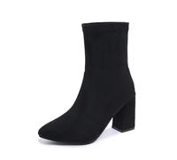 Donne Mi Mollet Stivali Western Piccolo Tacco Alto Heel Chiuso Punta Cerniera Stivali Cowboy Classico Antiscivolo Casual Per Escursionismo, Lavoro, Nero , 38 EU