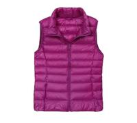 Donne Moda Primavera Stand Collar Anatra Giù Gilet Elegante Solido Semplice Cerniera Cappotti Caldi Gilet Bianco Piuma D'anatra Top, Viola, Large