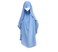 Donne Musulmano Crepe Khimar Hijab Eid Ramadan Islam Preghiera Hijab Turbante Niqab Foulard Turchia, Azzurro, Taglia unica