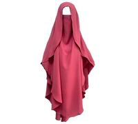 Donne Musulmano Crepe Khimar Hijab Eid Ramadan Islam Preghiera Hijab Turbante Niqab Foulard Turchia, Rosa, Taglia unica