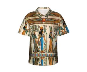 Donne nell'antico Egitto Stampa Uomo Moda Camicia Hawaiana Manica Corta Button Down Tropical Camicie per la Spiaggia, nero, M