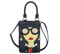 Donne Novità Signora faccia Borse a Tracolla Funky Pu Pelle Top Handle Borse Pochette per le Donne (blu,Taglia unica)