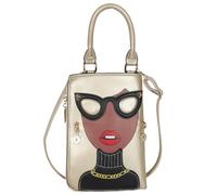 Donne Novità Signora faccia Borse a Tracolla Funky Pu Pelle Top Handle Borse Pochette per le Donne (Oro,Taglia unica)
