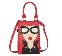 Donne Novità Signora faccia Borse a Tracolla Funky Pu Pelle Top Handle Borse Pochette per le Donne (rosso,Taglia unica)