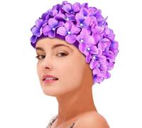 Donne Nuoto Cap - Donne Cappello Des Bagno | Strati Des Nuoto per le Donne | Elegante Donna Petalo Petalo Floreale Fatto A Mano | Top Bagno Retrò per Capelli Lunghi/Corti, Cappello