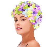 Donne Nuoto Cap - Donne Cappello Des Bagno | Strati Des Nuoto per le Donne | Elegante Donna Petalo Petalo Floreale Fatto A Mano | Top Bagno Retrò per Capelli Lunghi/Corti, Cappello