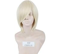 Donne o uomini parrucche corta parrucca di cosplay sintetico dritto con la frangia come capelli veri (Colore : Blonde)
