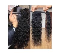 Donne Onda d'acqua avvolgente coda di cavallo estensione dei capelli umani 10-24 pollici lunghi ondulati capelli remy brasiliani clip di coda di cavallo in parrucchino for donna Uso quotidiano(10inch(