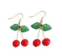 Donne Orecchini Orecchini Per Le Donne Dolce Frutta Verde Foglia Rosso Ciliegia Oscillano Donne Orecchio Gancio Clip Orecchini Gioielli Festa Della Mamma Regalo Trattamento molto a