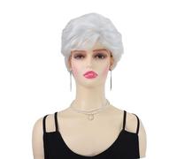Donne Parrucca Corta Riccia Bianca Pura For Donna, Capelli Corti Dalla Consistenza Soffice E Naturale, Dal Temperamento Elegante Quotidiano Aspetto naturale