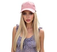 Donne Parrucca da berretto baseball donna Copricapo completo for capelli lunghi lisci in un unico pezzo for lo styling quotidiano Festa(Gold)