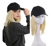 Donne Parrucca for cappello integrata da donna con capelli medio-lunghi, copertura completa della testa Festa(Gold)