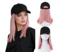 Donne Parrucca for cappello integrata da donna con capelli medio-lunghi, copertura completa della testa Festa(Pink)