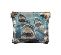 Donne Piccolo Portamonete Del Sacchetto Del Raccoglitore Mini Borse Della Monete In Pelle Squali Break Through Walls, Gli squali sfondano i muri, 9.5*11cm, Portamonete