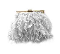 Donne Piuma Borse da sera e Frizioni Squisito Tassello Perla Tote Borse per Matrimonio Banchetto Festa (7.87"*1.97"*5.91"(20CM*5CM*15CM), Pearl(Grigio))