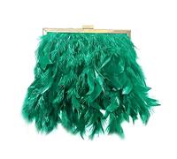 Donne Piuma Borse da sera e Frizioni Squisito Tassello Perla Tote Borse per Matrimonio Banchetto Festa (7.87"*1.97"*5.91"(20CM*5CM*15CM), Pearl(Verde))