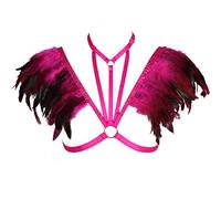 Donne Piuma Wings Harness Reggiseno Epaulets Donne Giorno Carnevale Gotico Danza Costume (0011 - Rosso - Taglia Unica