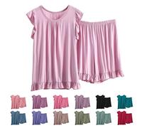 Donne Pjs Per Set Pantaloncini E T Shirt Manica Corta Pigiama Per L'usura Estiva Set di Abbigliamento Travellimento Pantssuit Viaggio Summerset Summerpants Estate Co OrdSets, Verde, 6XL