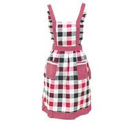 Donne Plaid Senza Maniche Pocket Bib Grembiule Cucina Chef Cameriere Lungo Grembiule Red Grid Molto Pratico e Popolare Professional Design