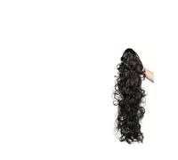 Donne Ponytail Extension, 30 Inch Claw Clip in Long Wavy Curly Fluffy Multi Layered Synthetic Hair Piece Quotidiano(1B)