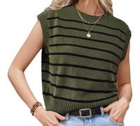 Donne Primavera e L'Estate Gilet Senza Maniche Girocollo a Righe Maglia Pullover Casual Casual Home Maglione