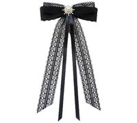 Donne ragazze Elegante Pizzo Nastro Bowtie Spilla Pin Studente Camicia Jabot Collare Gioielli Prelegato Bowknot Cravatta Bowtie Spilla, 15 perni posteriori, Taglia unica