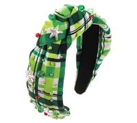 Donne Ragazze Irlandese Holiday Fascia Plaid Fiore Tessuto Cucito a Mano Perla Perline Accessori Per Capelli Stella GN8 griglia