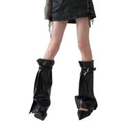 Donne Ragazze Rock Punk Fibbia Scaldamuscoli Lunghi Gambali In Pelle Gambaletti Calze Invernali Caldi Calzini Streetwear Regali Svasati Scaldamuscoli
