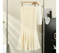Donne Ragazze Solido Mohair Maglia Coda Gonna Casual Slim Increspatura Festa