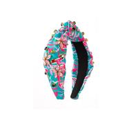 Donne Ragazze Stampa E Tintura Del Tessuto Fascia Fatto A Mano Cucire Strass Fiore Accessori Per Capelli Blu pnnrk